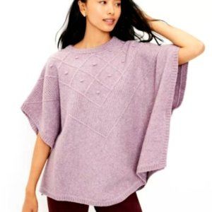 NWT LOFT Purple Wool Blend Modern Poncho Sweater